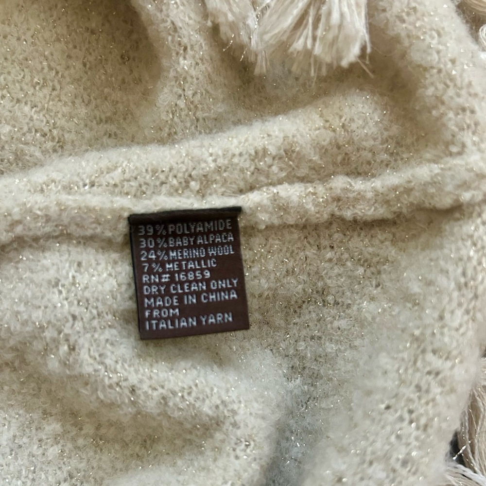 J McLaughlin Fringe Metallic Crew Neck Alpaca Wool Blend Sweater - Picture 5 of 5